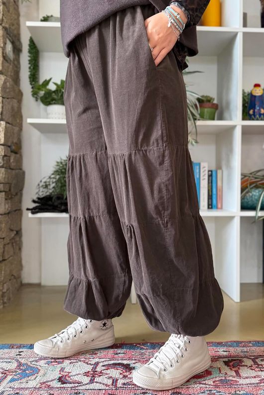 Basso Baby Cord Tiered Cuff Pant Coffee Bean